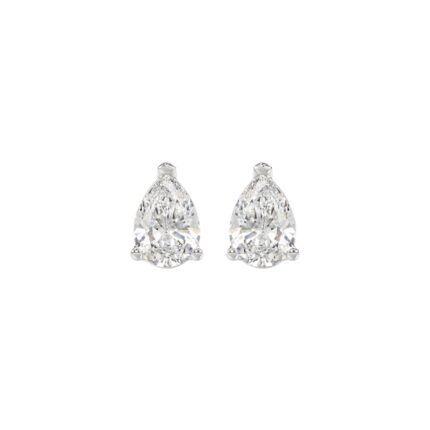 LADIES SOLITAIRE EARRINGS 1 1/2CT PEAR DIAMOND 14K WHITE GOLD
