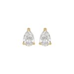 LADIES SOLITAIRE EARRINGS 1 1/2CT PEAR DIAMOND 14K YELLOW GOLD