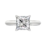 LADIES SOLITAIRE RING 3CT PRINCESS DIAMOND 14K WHITE GOLD - Image 5