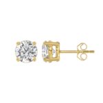 LADIES SOLITAIRE EARRINGS 3CT ROUND DIAMOND 14K YELLOW GOLD (CENTER STONE ROUND DIAMOND 1 1/2CT) - Image 2