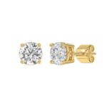 LADIES SOLITAIRE EARRINGS 3CT ROUND DIAMOND 14K YELLOW GOLD (CENTER STONE ROUND DIAMOND 1 1/2CT) - Image 3