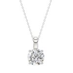 LADIES SOLITAIRE PENDANT WITH CHAIN 2CT ROUND DIAMOND 14K WHITE GOLD