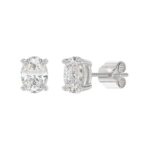 LADIES SOLITAIRE EARRINGS 3CT OVAL DIAMOND 14K WHITE GOLD (CENTER STONE OVAL DIAMOND 1 1/2CT ) - Image 3