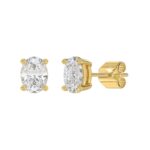 LADIES SOLITAIRE EARRINGS 3CT OVAL DIAMOND 14K YELLOW GOLD (CENTER STONE OVAL DIAMOND 1 1/2CT ) - Image 3