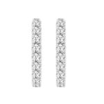 LADIES HOOP EARRINGS 11CT ROUND DIAMOND 14K WHITE GOLD