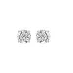 LADIES SOLITAIRE EARRINGS 2CT ROUND DIAMOND 14K WHITE GOLD