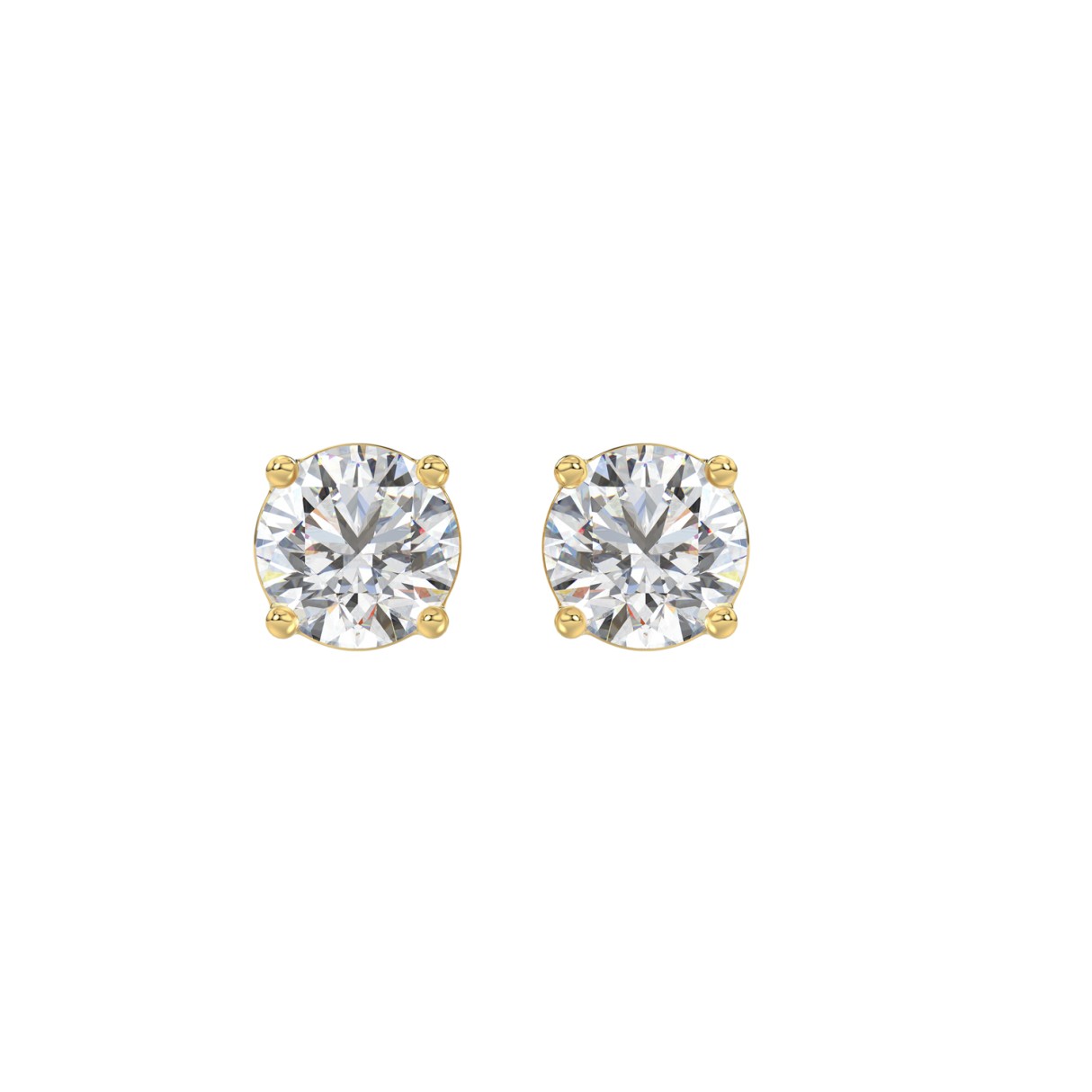 LADIES SOLITAIRE EARRINGS 2CT ROUND DIAMOND 14K YELLOW GOLD 1 LADIES SOLITAIRE EARRINGS 2CT ROUND DIAMOND 14K YELLOW GOLD - Image 1