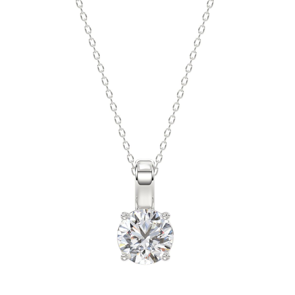 LADIES SOLITAIRE PENDANT WITH CHAIN 1CT ROUND DIAMOND 14K WHITE GOLD (CENTER STONE ROUND DIAMOND 1CT ) 1 LADIES SOLITAIRE PENDANT WITH CHAIN 1CT ROUND DIAMOND 14K WHITE GOLD (CENTER STONE ROUND DIAMOND 1CT ) - Image 1