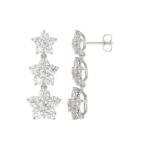 14K WHITE GOLD 3CT ROUND DIAMOND LADIES LINEAR EARRINGS - Image 2