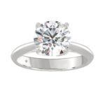 LADIES SOLITAIRE RING 3CT ROUND DIAMOND 14K WHITE GOLD