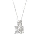 LADIES SOLITAIRE PENDANT WITH CHAIN 3CT PRINCESS DIAMOND 14K WHITE GOLD - Image 3