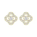 LADIES STUD EARRINGS 1CT ROUND DIAMOND 14K YELLOW GOLD