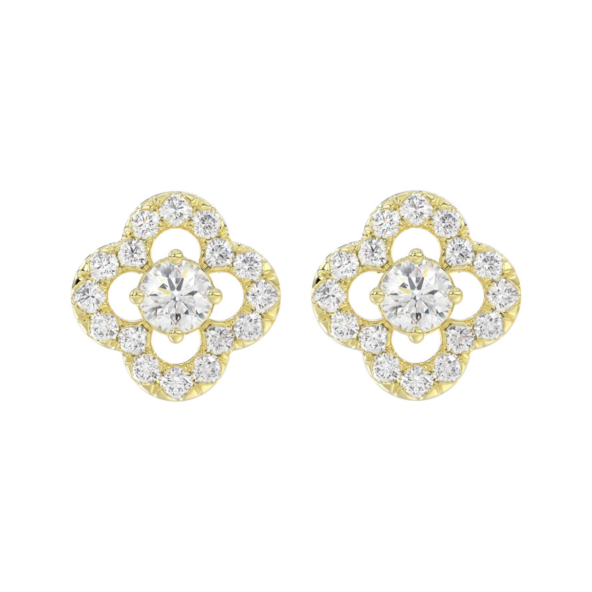 LADIES STUD EARRINGS 1CT ROUND DIAMOND 14K YELLOW GOLD 1 LADIES STUD EARRINGS 1CT ROUND DIAMOND 14K YELLOW GOLD - Image 1