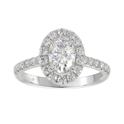 LADIES RING 1 1/2CT ROUND/OVAL DIAMOND 14K WHITE GOLD (CENTER STONE OVAL DIAMOND 1CT)