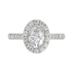 LADIES RING 1 1/2CT ROUND/OVAL DIAMOND 14K WHITE GOLD (CENTER STONE OVAL DIAMOND 1CT) - Image 5