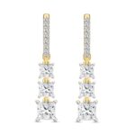 LADIES EARRINGS 2CT ROUND/PRINCESS DIAMOND 14K YELLOW GOLD