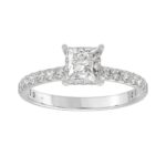 LADIES RING 1 1/2CT ROUND/PRINCESS DIAMOND 14K WHITE GOLD (CENTER STONE PRINCESS DIAMOND 1CT)