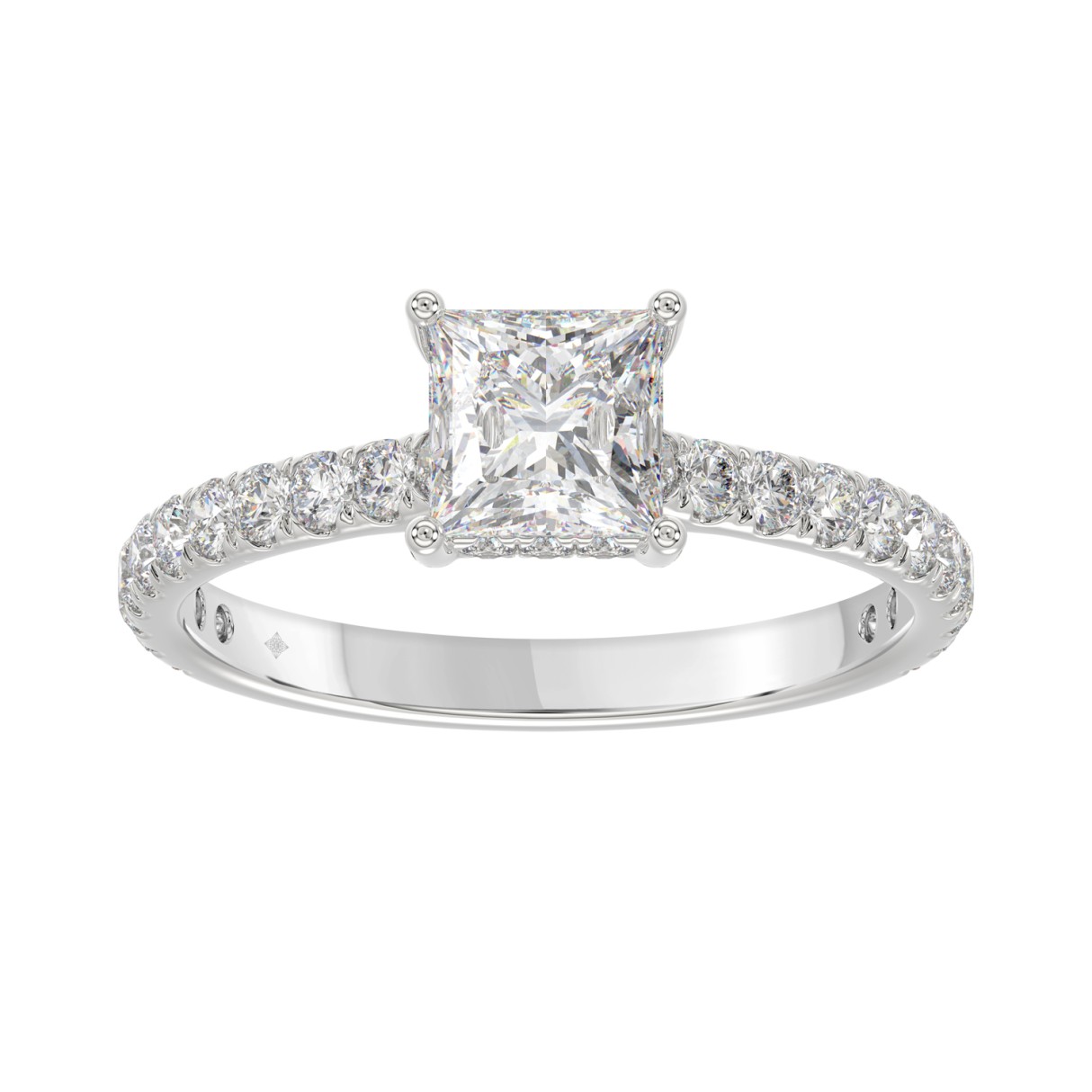 LADIES RING 1 1/2CT ROUND/PRINCESS DIAMOND 14K WHITE GOLD (CENTER STONE PRINCESS DIAMOND 1CT) 1 LADIES RING 1 1/2CT ROUND/PRINCESS DIAMOND 14K WHITE GOLD (CENTER STONE PRINCESS DIAMOND 1CT) - Image 1