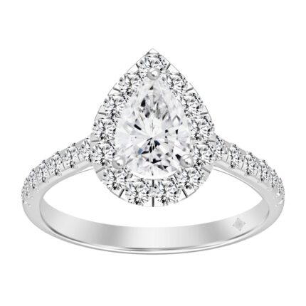 LADIES RING 1 3/4CT ROUND/PEAR DIAMOND 14K WHITE GOLD (CENTER STONE PEAR DIAMOND 1CT)