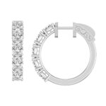 LADIES HOOP EARRINGS 2CT OVAL DIAMOND 14K WHITE GOLD - Image 2