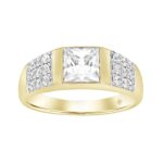 MEN'S RING 2CT ROUND/PRINCESS DIAMOND 14K YELLOW GOLD
