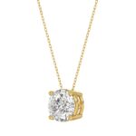 LADIES SOLITAIRE PENDANT WITH UNDER-PASS CHAIN 2.00CT ROUND DIAMOND 14K YELLOW GOLD - Image 2