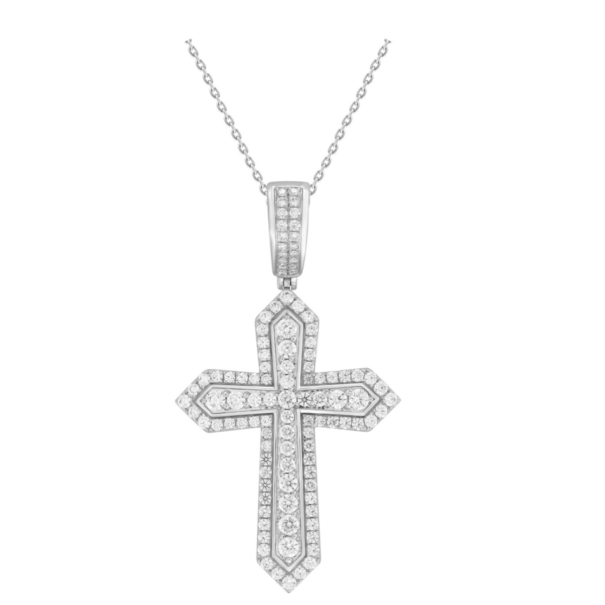 14K WHITE GOLD 3 1/2CT ROUND DIAMOND MEN'S PENDANT 1 14K WHITE GOLD 3 1/2CT ROUND DIAMOND MEN'S PENDANT - Image 1