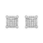 LADIES EARRINGS 1CT ROUND DIAMOND 14K WHITE GOLD