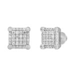LADIES EARRINGS 1CT ROUND DIAMOND 14K WHITE GOLD - Image 3