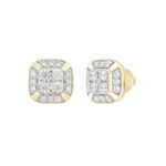 MEN'S EARRINGS 1CT ROUND DIAMOND 14K YELLOW GOLD - Image 3