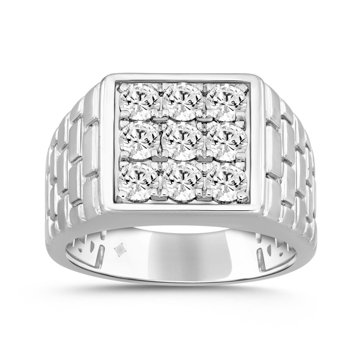 14K WHITE GOLD 1 1/2CT ROUND DIAMOND MEN'S RING 1 14K WHITE GOLD 1 1/2CT ROUND DIAMOND MEN'S RING - Image 1