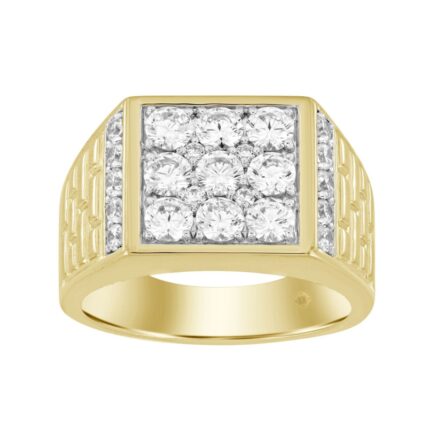 14K YELLOW GOLD 1 3/4CT ROUND DIAMOND MEN'S RING