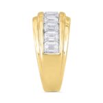 MEN'S BAND 3CT EMERALD DIAMOND 14K YELLOW GOLD - Image 3