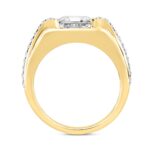 MEN'S RING 3 1/2CT ROUND/PRINCESS DIAMOND 14K YELLOW GOLD (CENTER STONE PRINCESS DIAMOND 2CT ) - Image 2