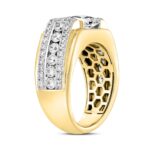 MEN'S RING 3 1/2CT ROUND/PRINCESS DIAMOND 14K YELLOW GOLD (CENTER STONE PRINCESS DIAMOND 2CT ) - Image 3