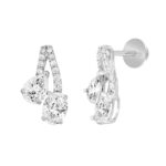 14K WHITE GOLD 2 1/2CT ROUND/OVAL/PEAR DIAMOND LADIES EARRINGS - Image 3