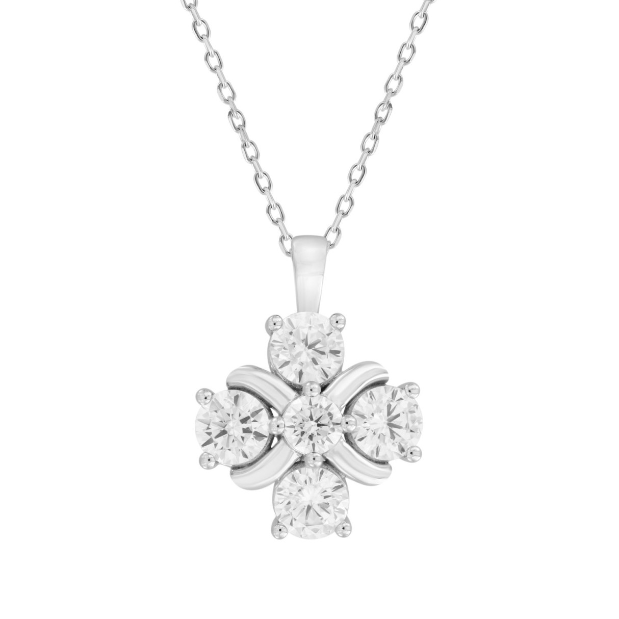 14K WHITE GOLD 2 1/4CT ROUND DIAMOND LADIES PENDANT WITH CHAIN 1 14K WHITE GOLD 2 1/4CT ROUND DIAMOND LADIES PENDANT WITH CHAIN - Image 1