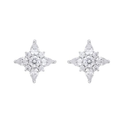 14K WHITE GOLD 1CT ROUND/PEAR DIAMOND LADIES EARRINGS