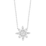 LADIES PENDANT 1 1/2CT ROUND/EMERALD DIAMOND 14K WHITE GOLD WITH CHAIN