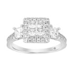 14K WHITE GOLD 1 1/4CT ROUND/PRINCESS DIAMOND LADIES RING