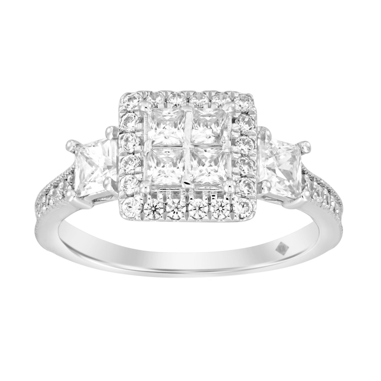 14K WHITE GOLD 1 1/4CT ROUND/PRINCESS DIAMOND LADIES RING 1 14K WHITE GOLD 1 1/4CT ROUND/PRINCESS DIAMOND LADIES RING - Image 1