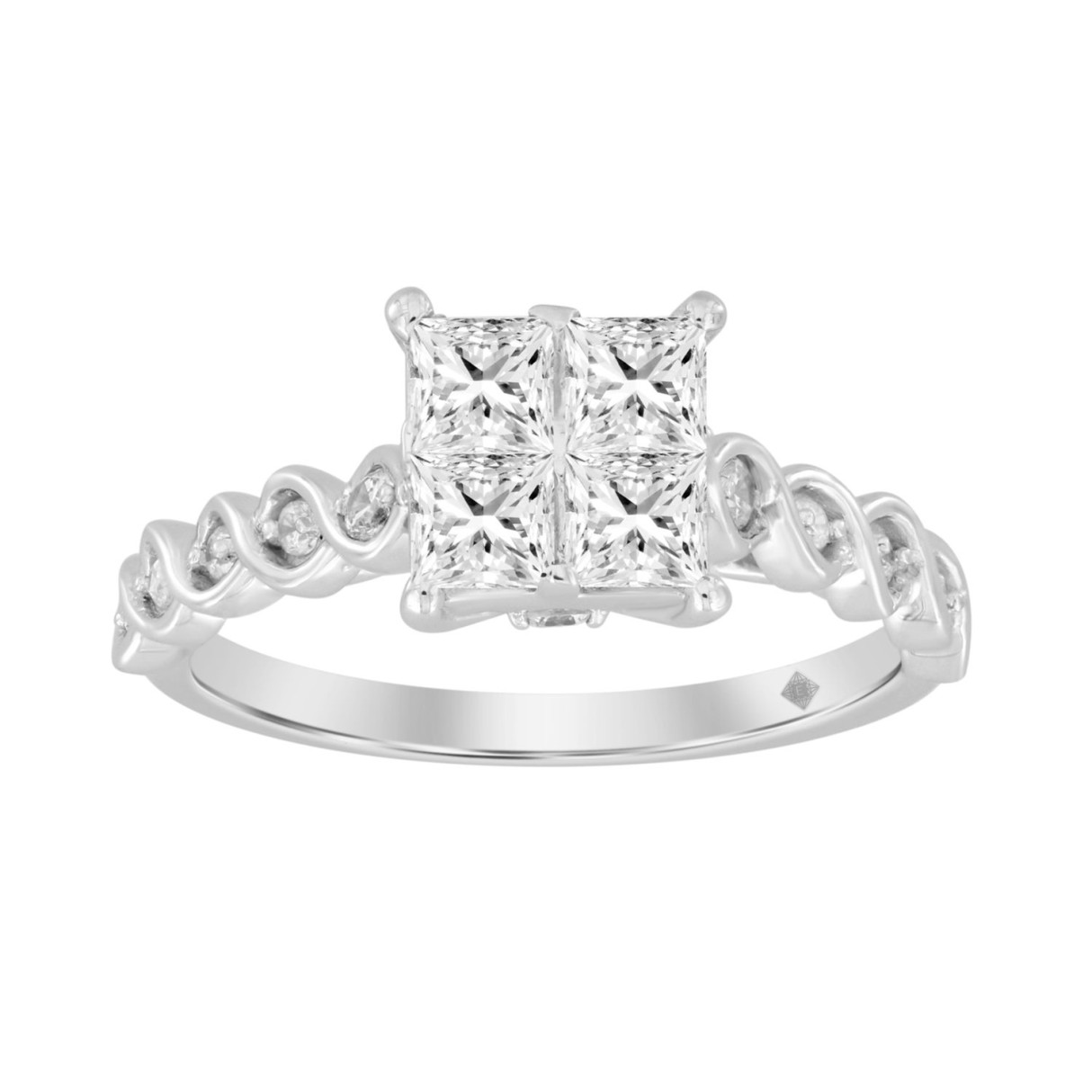 14K WHITE GOLD 1CT ROUND/PRINCESS DIAMOND LADIES RING 1 14K WHITE GOLD 1CT ROUND/PRINCESS DIAMOND LADIES RING - Image 1