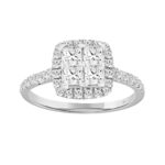 14K WHITE GOLD 1 1/4CT ROUND/PRINCESS DIAMOND LADIES RING