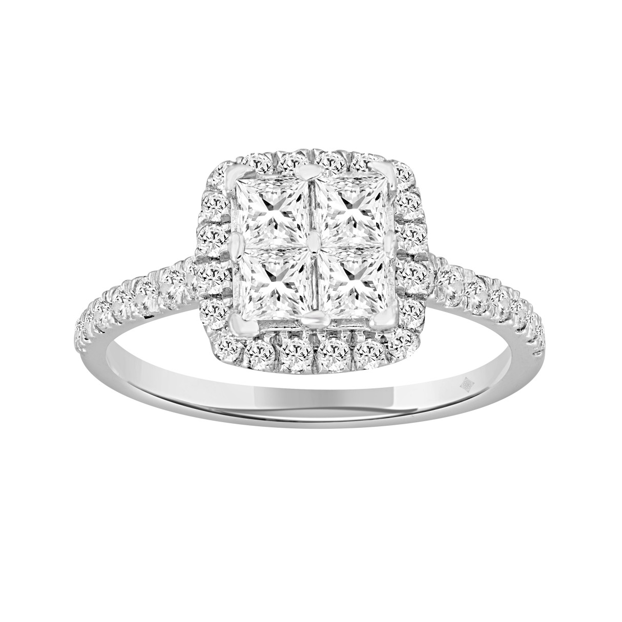 14K WHITE GOLD 1 1/4CT ROUND/PRINCESS DIAMOND LADIES RING 1 14K WHITE GOLD 1 1/4CT ROUND/PRINCESS DIAMOND LADIES RING - Image 1