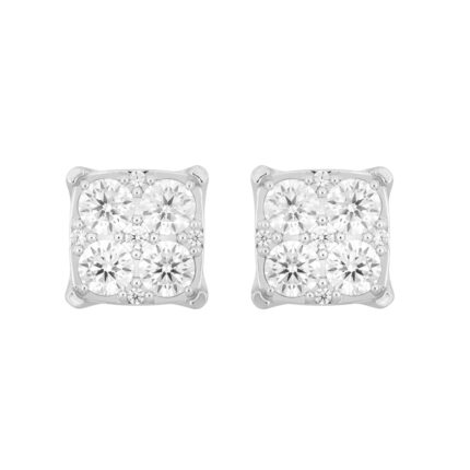 14K WHITE GOLD 3CT ROUND DIAMOND MEN'S EARRINGS