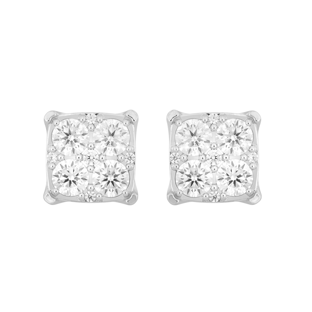 14K WHITE GOLD 3CT ROUND DIAMOND MEN'S EARRINGS 1 14K WHITE GOLD 3CT ROUND DIAMOND MEN'S EARRINGS - Image 1
