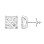 14K WHITE GOLD 3CT ROUND DIAMOND MEN'S EARRINGS - Image 2