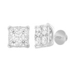 14K WHITE GOLD 3CT ROUND DIAMOND MEN'S EARRINGS - Image 3