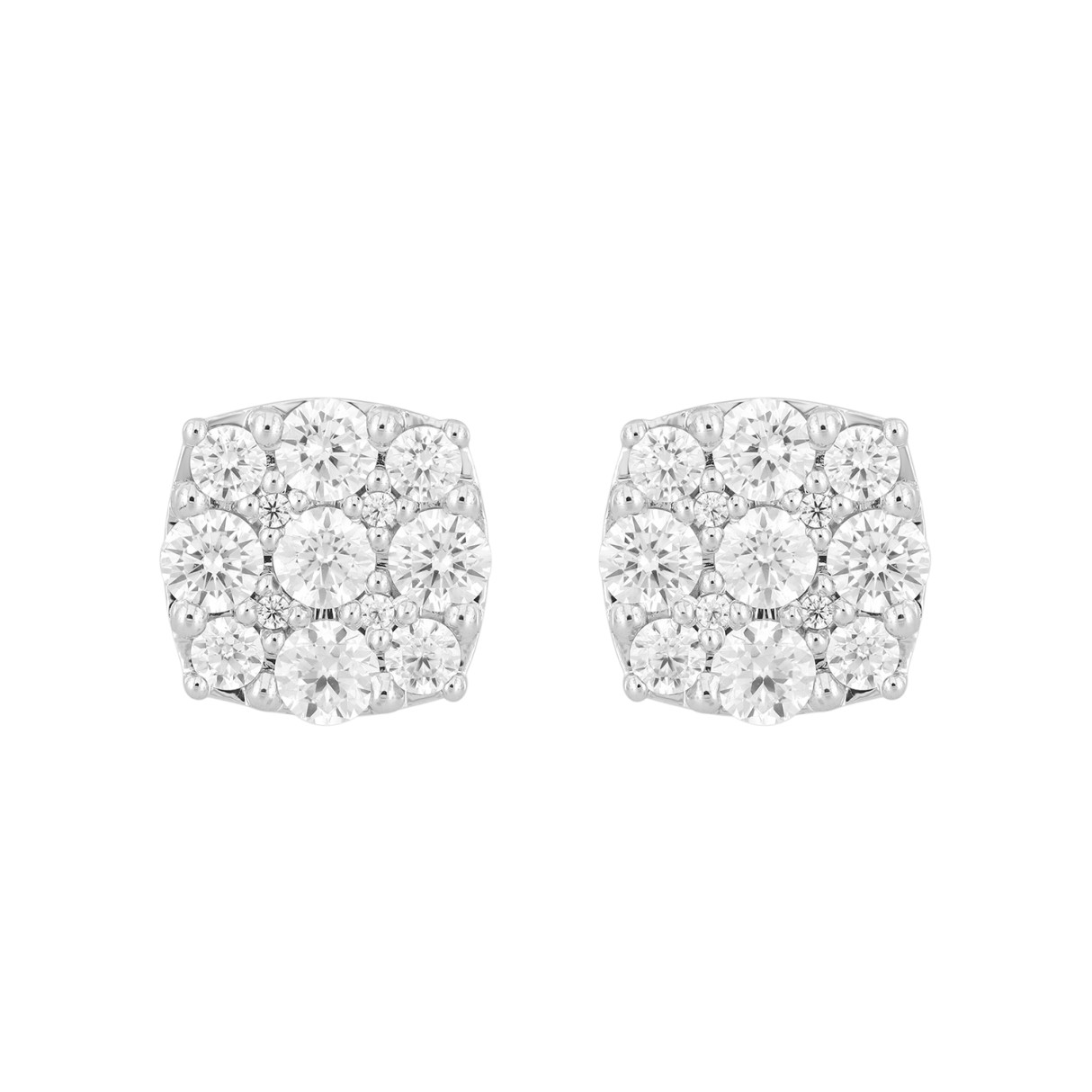 14K WHITE GOLD 2 3/4CT ROUND DIAMOND MEN'S EARRINGS 1 14K WHITE GOLD 2 3/4CT ROUND DIAMOND MEN'S EARRINGS - Image 1