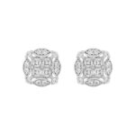 14K WHITE GOLD 1 1/4CT ROUND/PRINCESS DIAMOND MEN'S EARRINGS